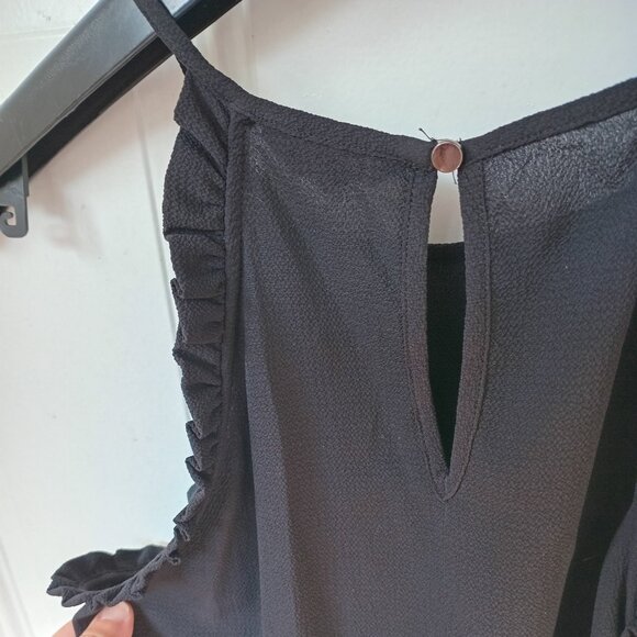 Candies Black Ruffled Spaghetti strap top Size Small - Picture 9 of 12